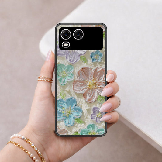 itel A200 Cover - Floral Series - Design 14 - Blue & Purple - HQ Premium Shine Durable Shatterproof Case
