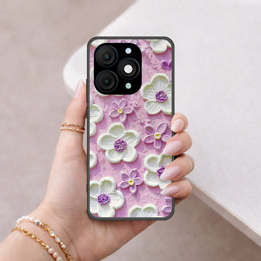 itel A90 Cover - Floral Series - Design 4 - Purple & White - HQ Premium Shine Durable Shatterproof Case