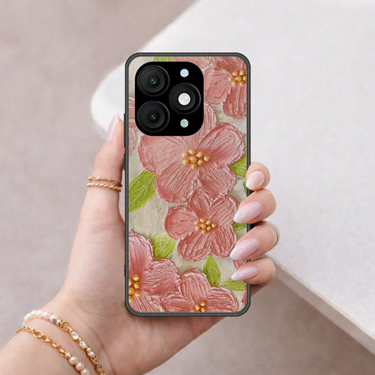 itel A90 Cover - Floral Series - Design 9 - Pink & Green - HQ Premium Shine Durable Shatterproof Case