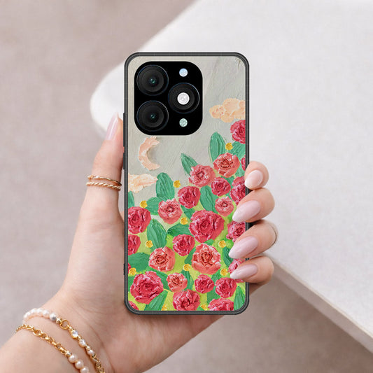 itel A90 Cover - Floral Series - Design 10 - Red & Green - HQ Premium Shine Durable Shatterproof Case