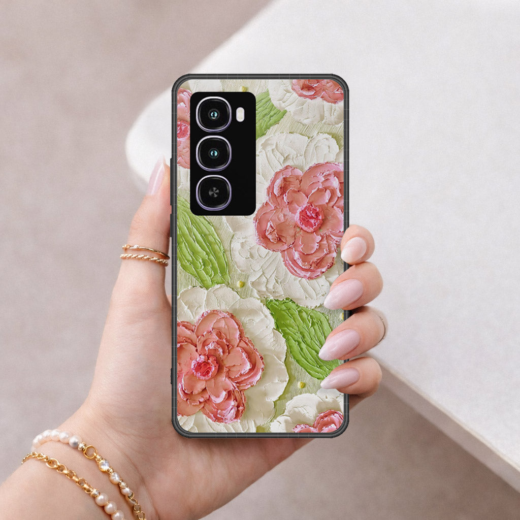 itel City 100 Cover - Floral Series - Design 13 - Offwhite & Green - HQ Premium Shine Durable Shatterproof Case