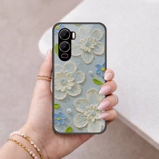 itel City 200 Cover - Floral Series - Design 3 - Sky Blue - HQ Premium Shine Durable Shatterproof Case