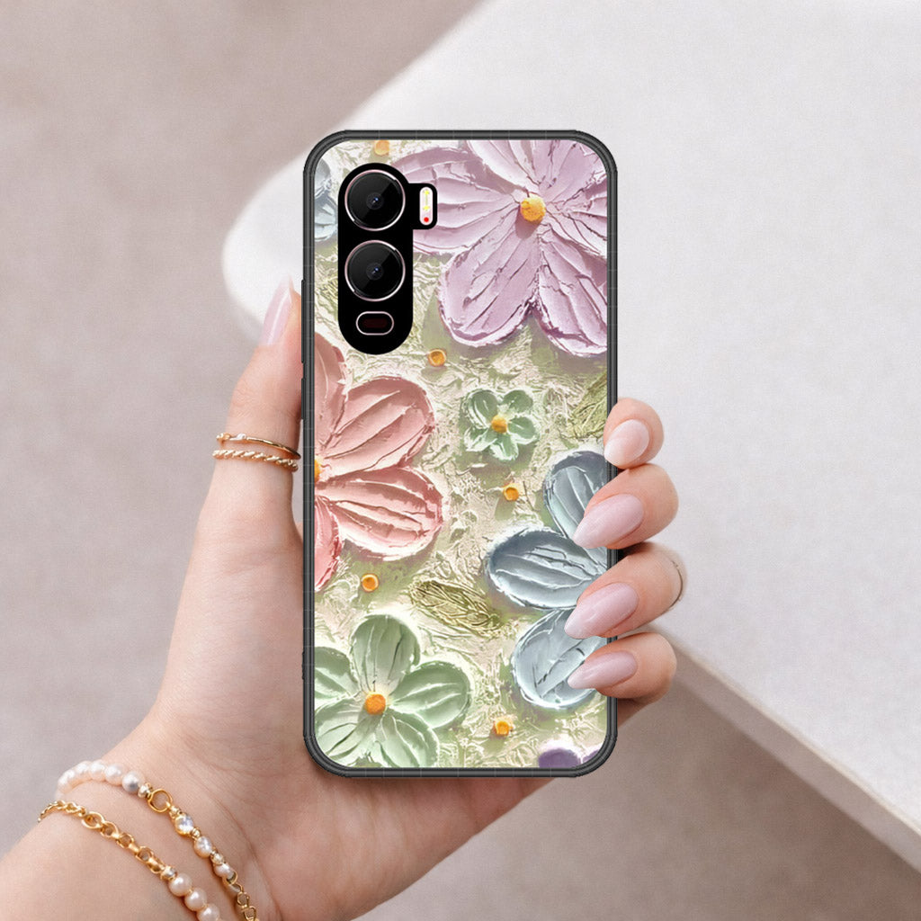 itel City 200 Cover - Floral Series - Design 15 - Blue & Green - HQ Premium Shine Durable Shatterproof Case