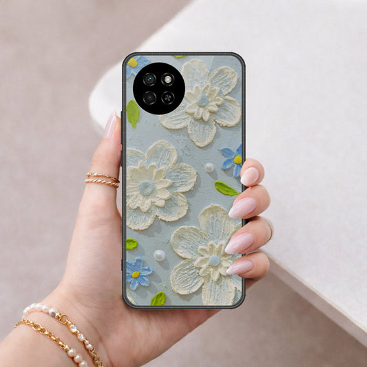 itel S23 Cover - Floral Series - Design 3 - Sky Blue - HQ Premium Shine Durable Shatterproof Case