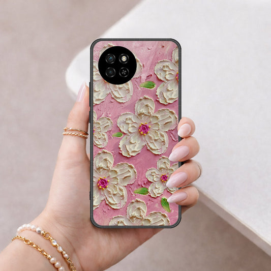 itel S23 Cover - Floral Series - Design 5 - Pink & White - HQ Premium Shine Durable Shatterproof Case