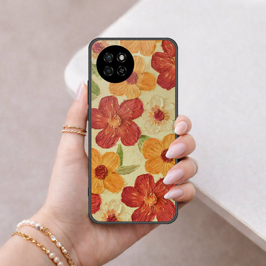 itel S23 Cover - Floral Series - Design 6 - Red & Orange - HQ Premium Shine Durable Shatterproof Case