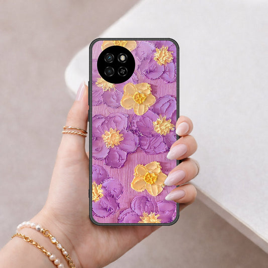 itel S23 Cover - Floral Series - Design 8 - Purple & Yellow - HQ Premium Shine Durable Shatterproof Case