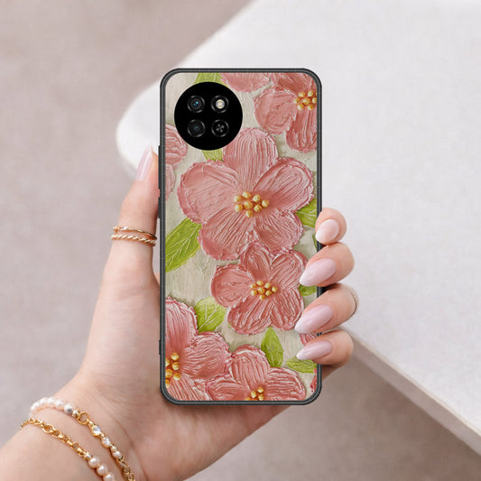 itel S23 Cover - Floral Series - Design 9 - Pink & Green - HQ Premium Shine Durable Shatterproof Case