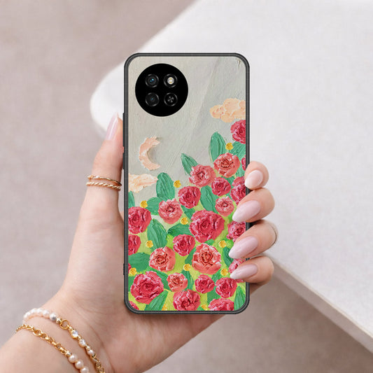 itel S23 Cover - Floral Series - Design 10 - Red & Green - HQ Premium Shine Durable Shatterproof Case