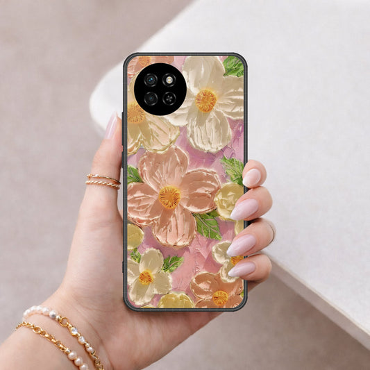 itel S23 Cover - Floral Series - Design 11 - White & Green - HQ Premium Shine Durable Shatterproof Case