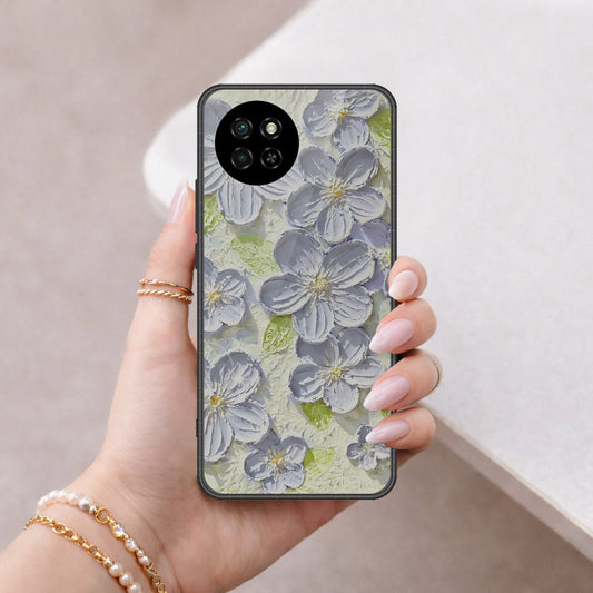 itel S23 Cover - Floral Series - Design 12 - Grey & Green - HQ Premium Shine Durable Shatterproof Case