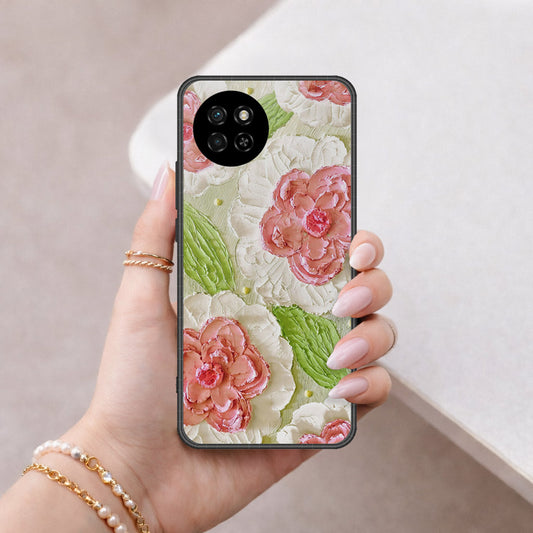 itel S23 Cover - Floral Series - Design 13 - Offwhite & Green - HQ Premium Shine Durable Shatterproof Case