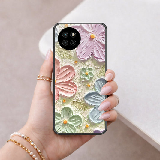 itel S23 Cover - Floral Series - Design 15 - Blue & Green - HQ Premium Shine Durable Shatterproof Case