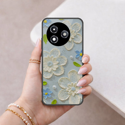Itel S24 Cover - Floral Series - Design 3 - Sky Blue - HQ Ultra Shine Premium Infinity Glass Soft Silicon Borders Case