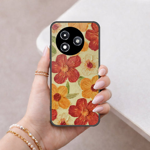 Itel S24 Cover - Floral Series - Design 6 - Red & Orange - HQ Ultra Shine Premium Infinity Glass Soft Silicon Borders Case
