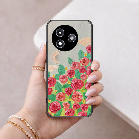 Itel S24 Cover - Floral Series - Design 10 - Red & Green - HQ Ultra Shine Premium Infinity Glass Soft Silicon Borders Case