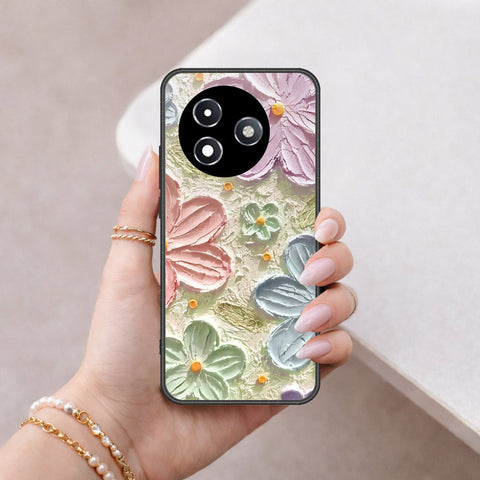 Itel S24 Cover - Floral Series - Design 15 - Blue & Green - HQ Ultra Shine Premium Infinity Glass Soft Silicon Borders Case