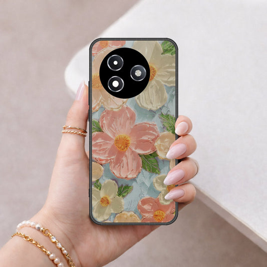 Itel S24 Cover - Floral Series - Design 16 - Cyan & Pink - HQ Premium Shine Durable Shatterproof Case