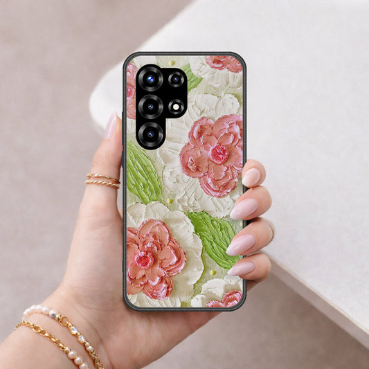 itel S26 Ultra Cover - Floral Series - Design 13 - Offwhite & Green - HQ Premium Shine Durable Shatterproof Case