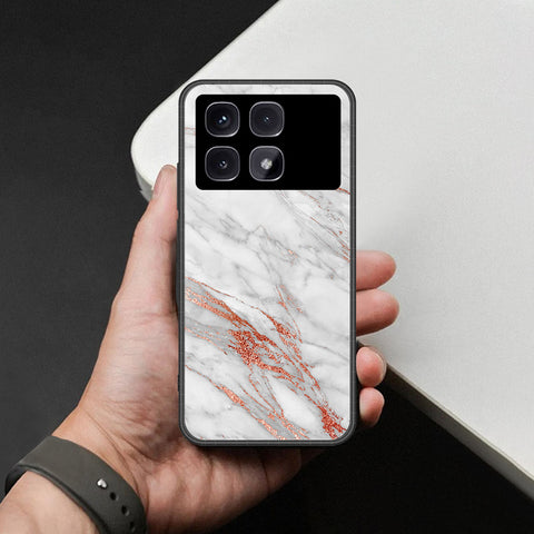 Xiaomi Redmi K70 Ultra Cover - White Marble Series - HQ Ultra Shine Premium Infinity Glass Soft Silicon Borders Case
