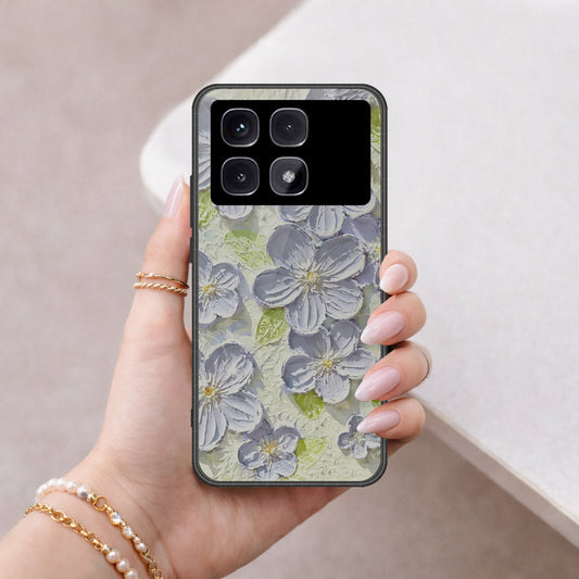Xiaomi Redmi K70 Ultra Cover - Floral Series - Design 12 - Grey & Green - Hq Premium Shine Durable Shatterproof Case