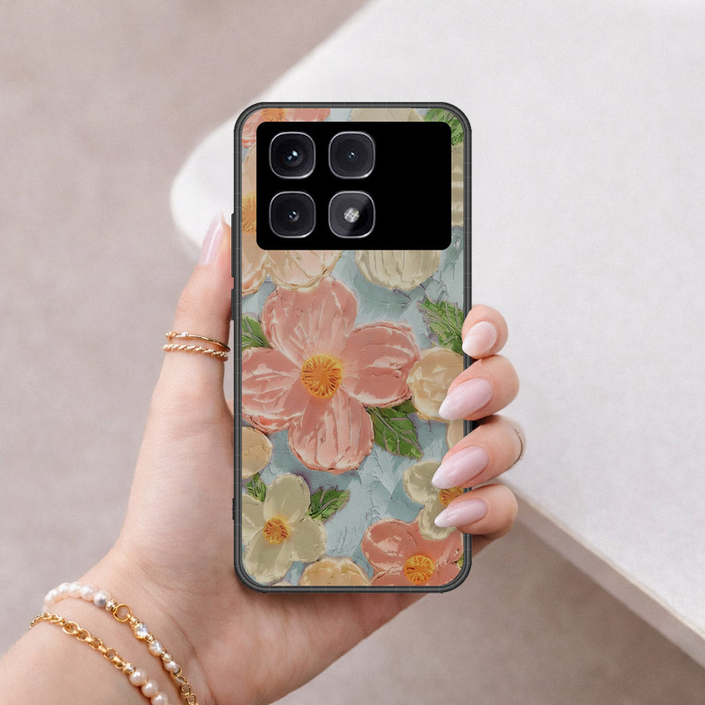 Xiaomi Redmi K70 Ultra Cover - Floral Series - Design 16 - Cyan & Pink - Hq Premium Shine Durable Shatterproof Case
