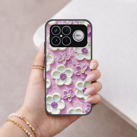 Xiaomi Redmi K90 Pro Max Cover - Floral Series - Design 4 - Purple & White - HQ Ultra Shine Premium Infinity Glass Soft Silicon Borders Case