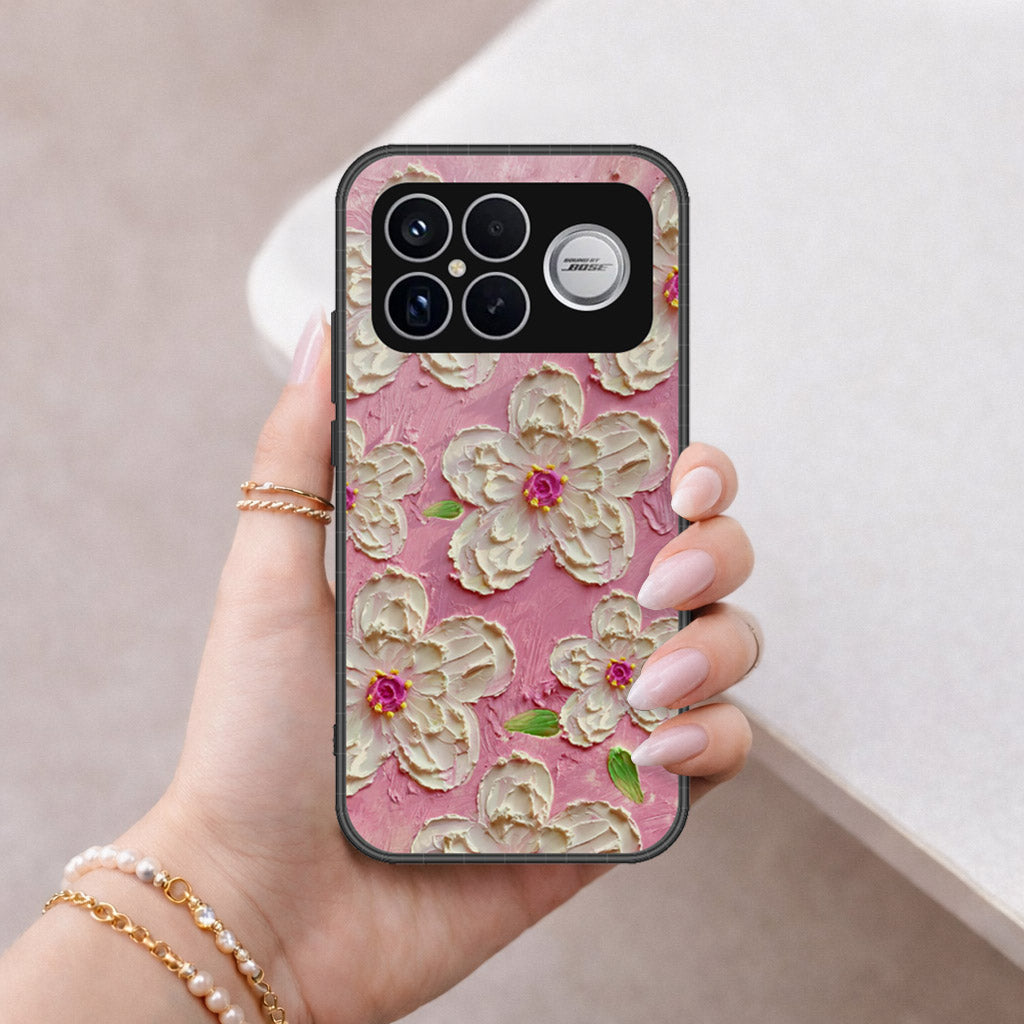 Xiaomi Redmi K90 Pro Max Cover - Floral Series - Design 5 - Pink & White - HQ Ultra Shine Premium Infinity Glass Soft Silicon Borders Case