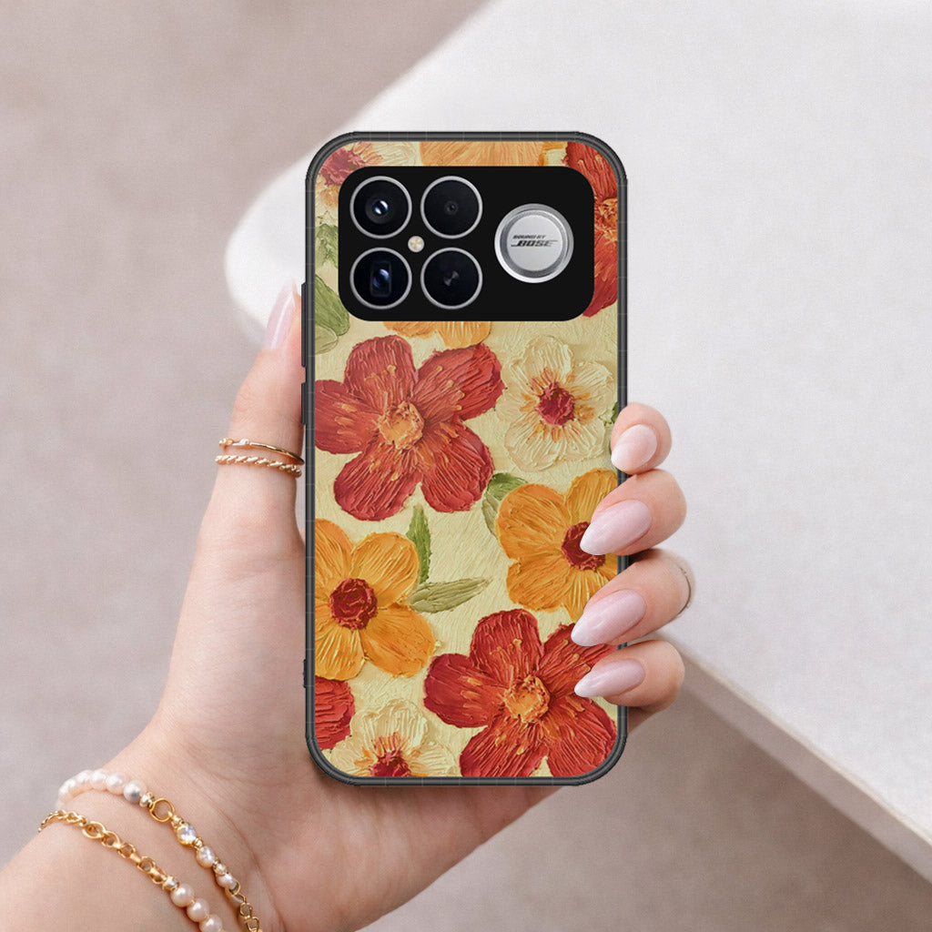 Xiaomi Poco F8 Ultra Cover - Floral Series - Design 6 - Red & Orange - HQ Ultra Shine Premium Infinity Glass Soft Silicon Borders Case
