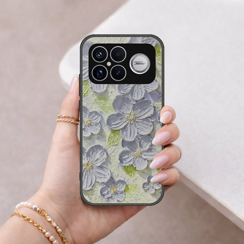 Xiaomi Poco F8 Ultra Cover - Floral Series - Design 12 - Grey & Green - HQ Ultra Shine Premium Infinity Glass Soft Silicon Borders Case
