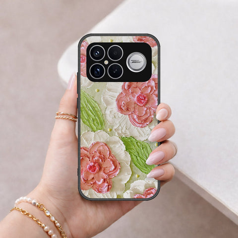 Xiaomi Redmi K90 Pro Max Cover - Floral Series - Design 13 - Offwhite & Green - HQ Ultra Shine Premium Infinity Glass Soft Silicon Borders Case