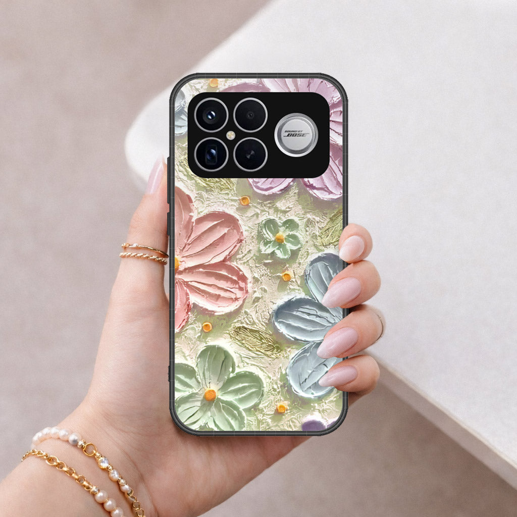 Xiaomi Redmi K90 Pro Max Cover - Floral Series - Design 15 - Blue & Green - HQ Ultra Shine Premium Infinity Glass Soft Silicon Borders Case