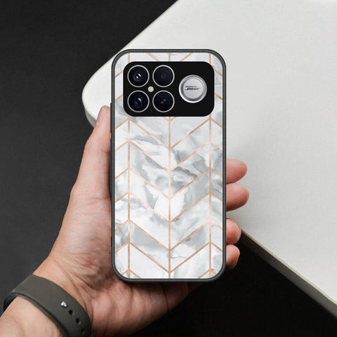Xiaomi Poco F8 Ultra Cover - White Marble Series 2 - HQ Ultra Shine Premium Infinity Glass Soft Silicon Borders Case