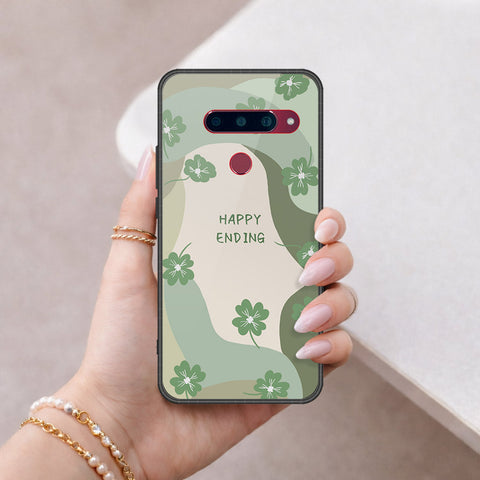 LG V40 Thinq Cover - Happy Series - HQ Ultra Shine Premium Infinity Glass Soft Silicon Borders Case