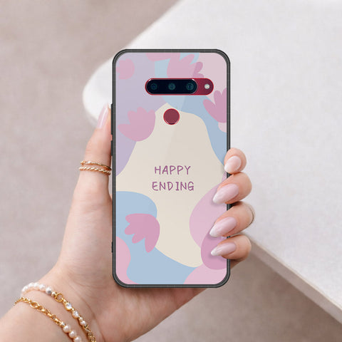 LG V40 Thinq Cover - Happy Series - HQ Ultra Shine Premium Infinity Glass Soft Silicon Borders Case