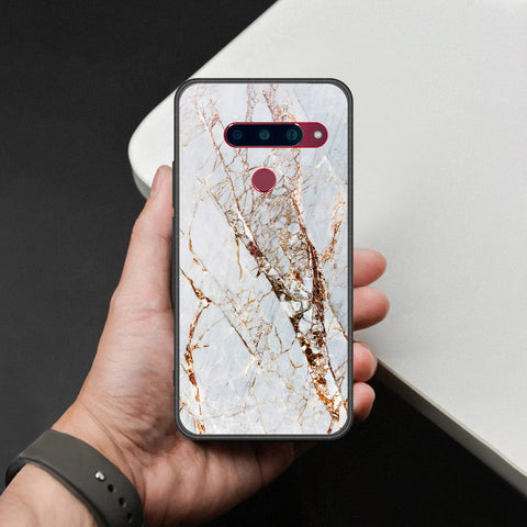 LG V40 Thinq Cover - White Marble Series - HQ Ultra Shine Premium Infinity Glass Soft Silicon Borders Case