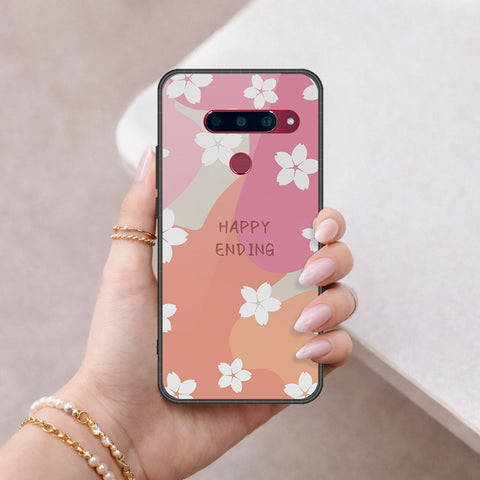 LG V40 Thinq Cover - Happy Series - HQ Ultra Shine Premium Infinity Glass Soft Silicon Borders Case