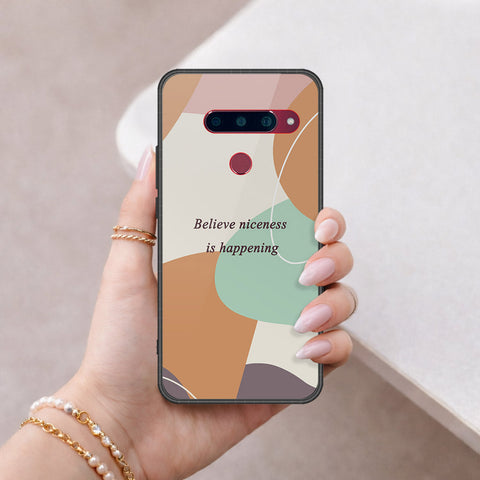 LG V40 Thinq Cover - Happy Series - HQ Ultra Shine Premium Infinity Glass Soft Silicon Borders Case