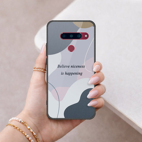 LG V40 Thinq Cover - Happy Series - HQ Ultra Shine Premium Infinity Glass Soft Silicon Borders Case
