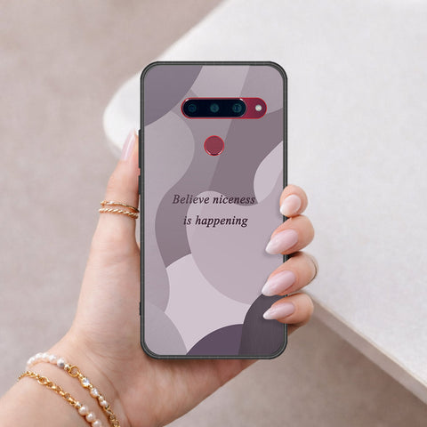 LG V40 Thinq Cover - Happy Series - HQ Ultra Shine Premium Infinity Glass Soft Silicon Borders Case