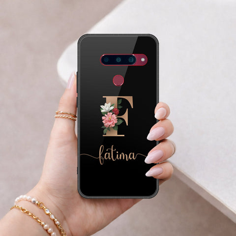 LG V40 Thinq Cover - Personalized Alphabet Series - HQ Ultra Shine Premium Infinity Glass Soft Silicon Borders Case