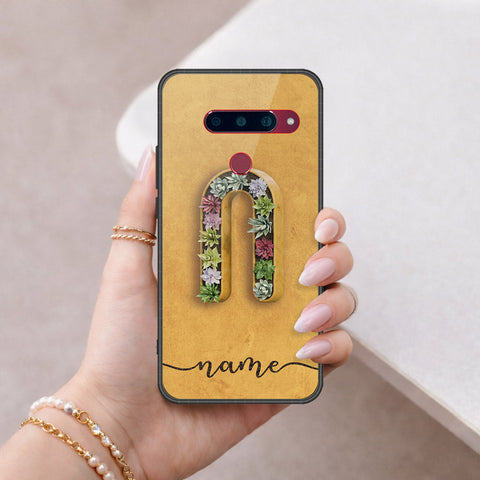 LG V40 Thinq Cover - Personalized Alphabet Series - HQ Ultra Shine Premium Infinity Glass Soft Silicon Borders Case