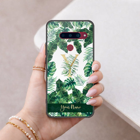 LG V40 Thinq Cover - Personalized Alphabet Series - HQ Ultra Shine Premium Infinity Glass Soft Silicon Borders Case