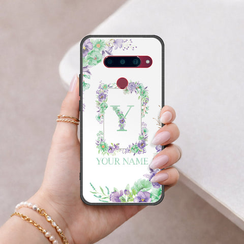 LG V40 Thinq Cover - Personalized Alphabet Series - HQ Ultra Shine Premium Infinity Glass Soft Silicon Borders Case