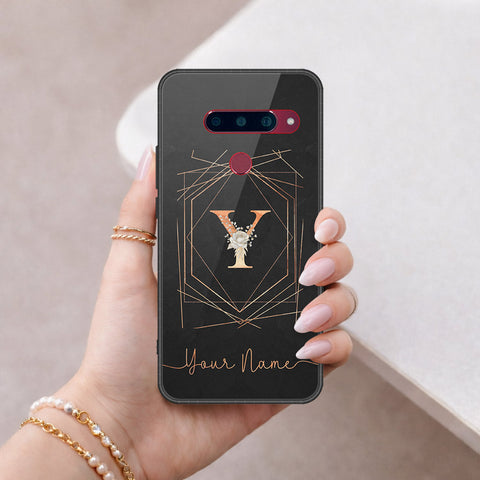 LG V40 Thinq Cover - Personalized Alphabet Series - HQ Ultra Shine Premium Infinity Glass Soft Silicon Borders Case