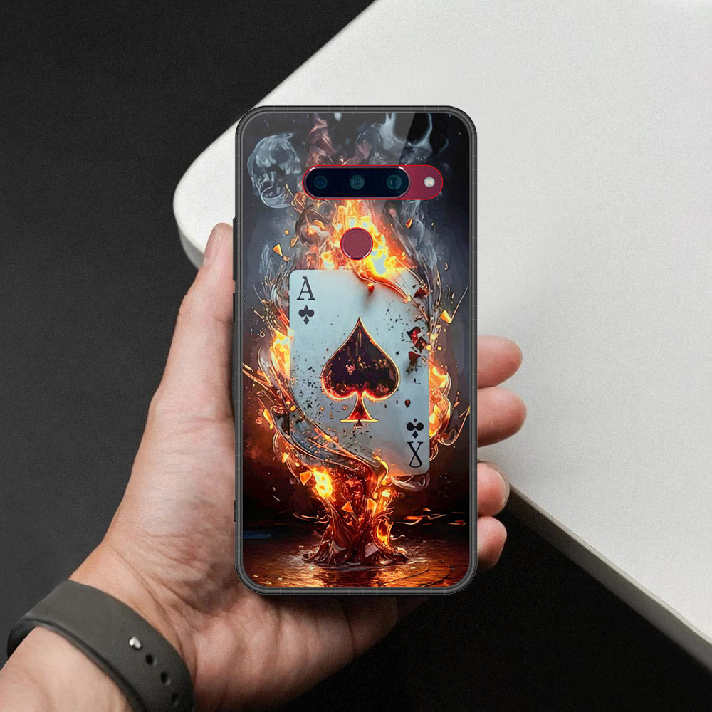 LG V40 Thinq Cover - Ace of Fire Rising Star Design - HQ Ultra Shine Premium Infinity Glass Soft Silicon Borders Case