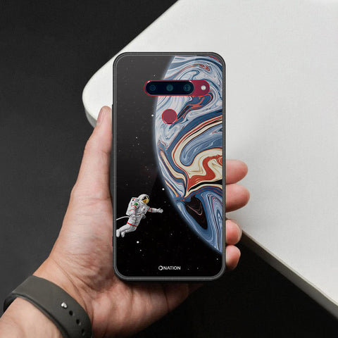LG V40 Thinq Cover - Cosmic Marble Astronaut Design - HQ Ultra Shine Premium Infinity Glass Soft Silicon Borders Case