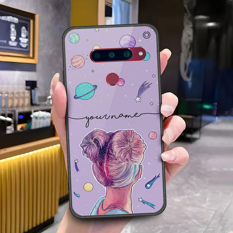 LG V40 Thinq Cover - ONation Your Name Series - HQ Ultra Shine Premium Infinity Glass Soft Silicon Borders Case
