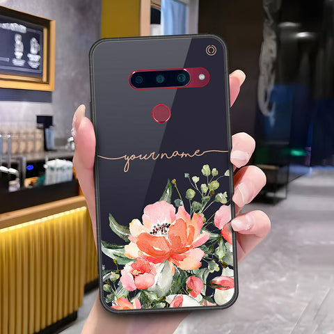LG V40 Thinq Cover - ONation Your Name Series - HQ Ultra Shine Premium Infinity Glass Soft Silicon Borders Case