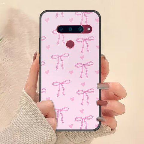 LG V40 Thinq Cover - Onation Bow Series - HQ Ultra Shine Premium Infinity Glass Soft Silicon Borders Case